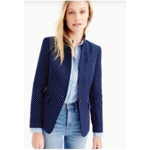 J. Crew Women’s Sz 8 Navy Blue Dot Regent Blazer Linen Single Button
